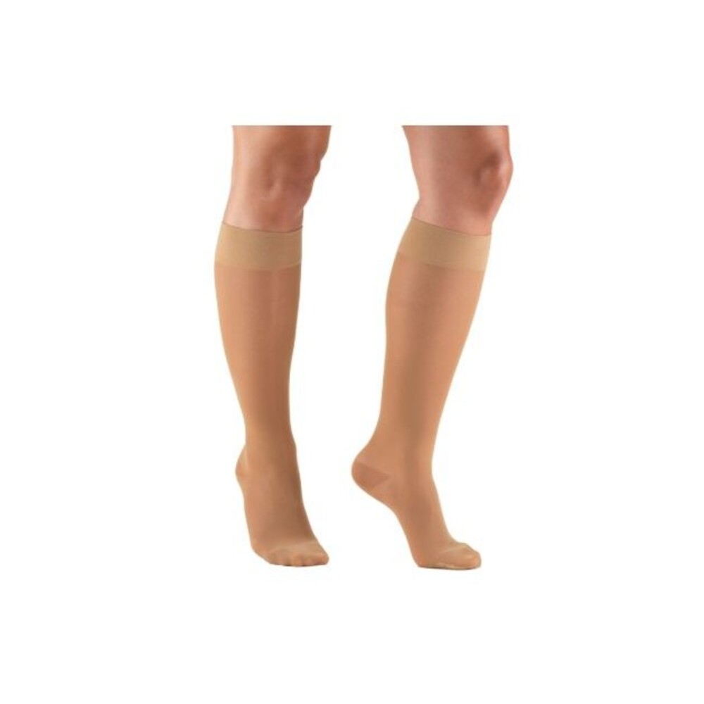 Truform Women's 15-20 mmHg Compression Stockings LARGE Knee High Length Beige